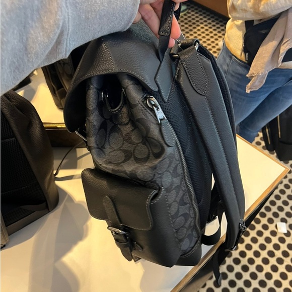 NWT！COACH Hudson Backpack In Signature Canvas COACH CB839 Gunmetal/Charcoal/Blac - Picture 6 of 11